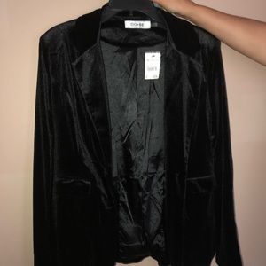 velvet-fabric collard jacket